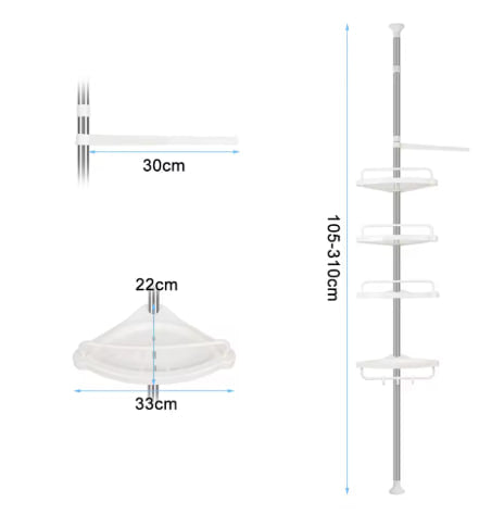 Ksiazkastore Adjustable Telescopic Shelves for Bathtub and Shower - Drill-Free Corner Organizer for Tub, Kitchen, Sink (105-310 cm)
