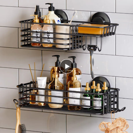 Ksiazkastore Shower Organizer with Suction Cups (2-Pack) - Ksiazkastore | Durable Bathroom Caddy with Soap Holder - Drill-Free Shower Shelf
